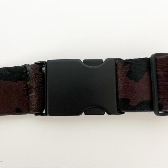Donna Karan Pony Hair Animal Cow Print Brown Black Leather Skinny Belt Size SM - Picture 5 of 9